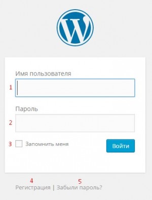 Вход в админ панель WordPress